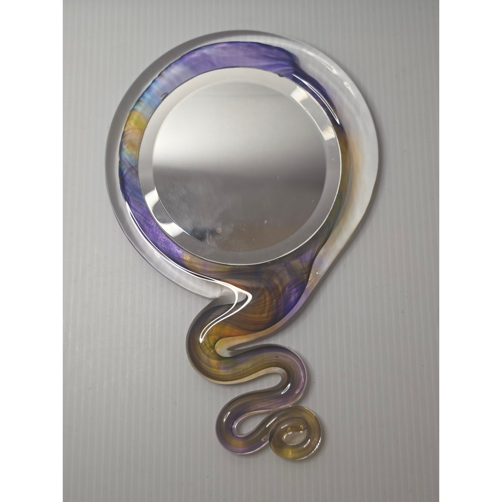 Kurt Carlson Art Glass Magic Mirror Signed 2000 Carlson Glassworks Purple